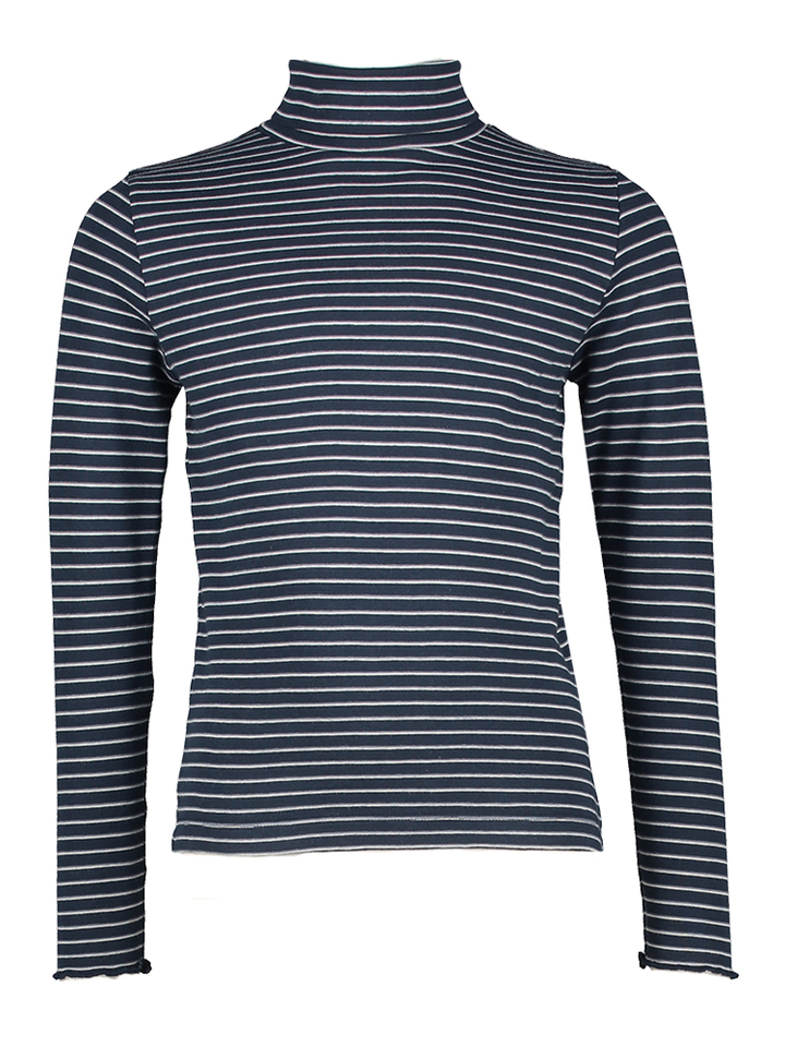 Blauw gestreept t-shirt met lange mouwen en rolkraag Velfie Bellerose Girls 