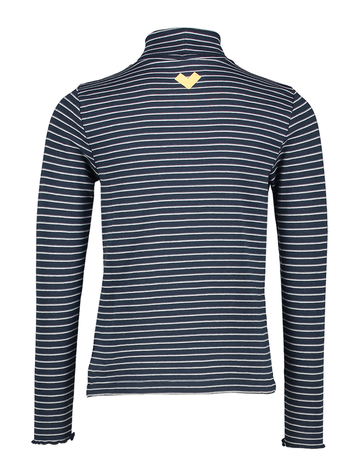 Blauw gestreept t-shirt met lange mouwen en rolkraag Velfie Bellerose Girls 