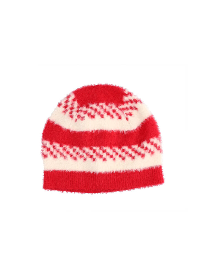 Rood met beige gestreepte muts Golha Bellerose 