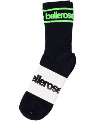 Donkerblauwe kousen met fluo groene details Vigil Bellerose