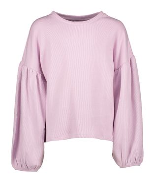 Name It Roze t-shirt in ribbel met pofmouw
