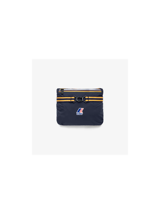 Blauwe jas met rits en kap in teddy stof K-Way