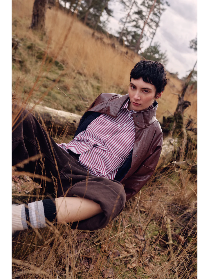 Chocolat/Navy omkeerbare bomber jacket  Jakarta Collectors Club 