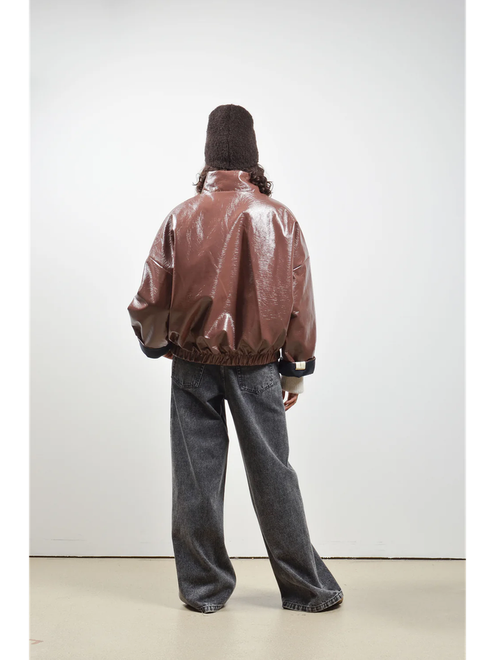 Chocolat/Navy omkeerbare bomber jacket  Jakarta Collectors Club 