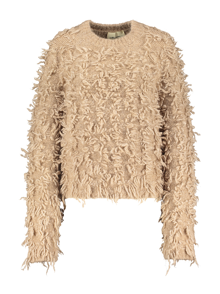 Beige gebreide trui met franjes Kenia Collectors Club