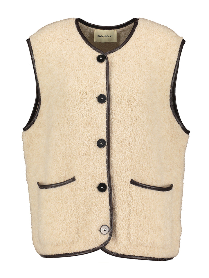 Lichtbruine teddy gilet met knopen Kyoto Collectors Club