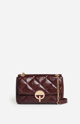 Vanessa Bruno Chocoladebruine glanzende lederen handtas Grand Moon