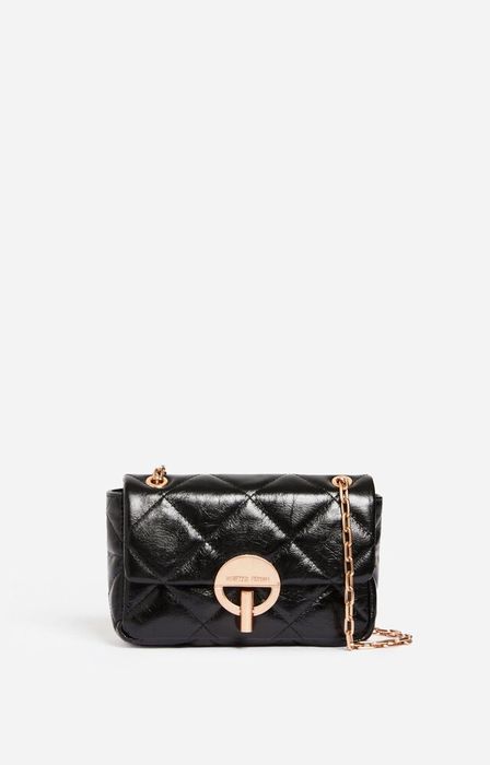 Zwarte glanzende lederen crossbody met goudkleurige ketting Moon Moyen Vanessa Bruno