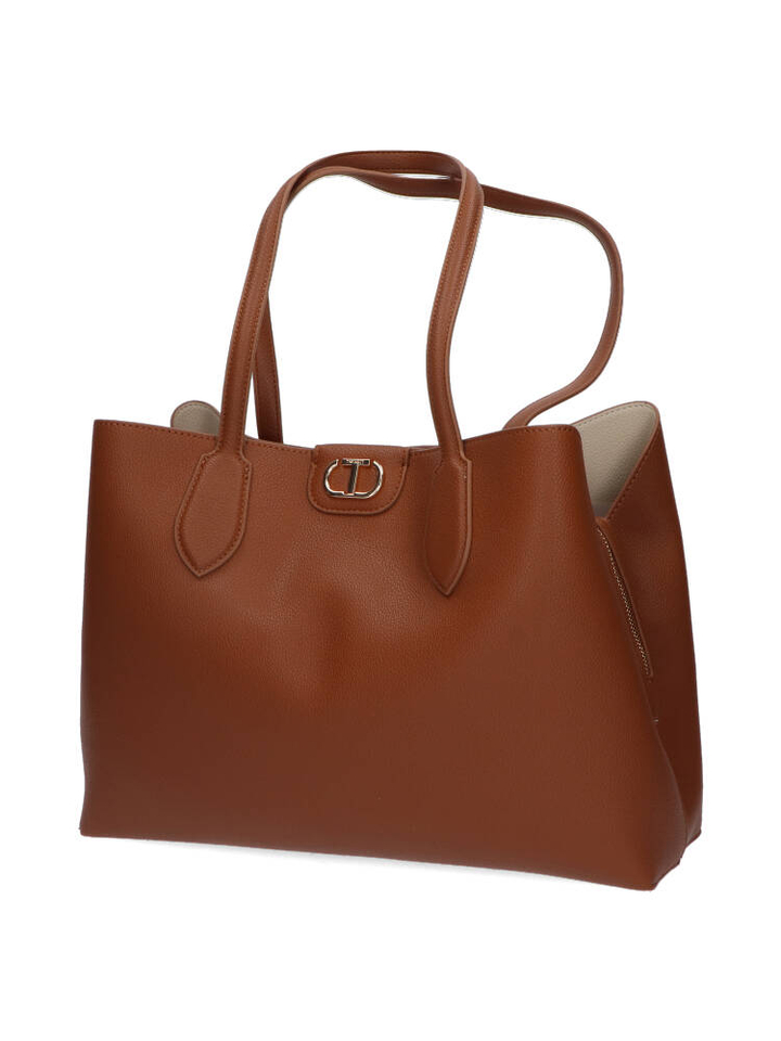 Camel kleurige handtas met logo Twinset 