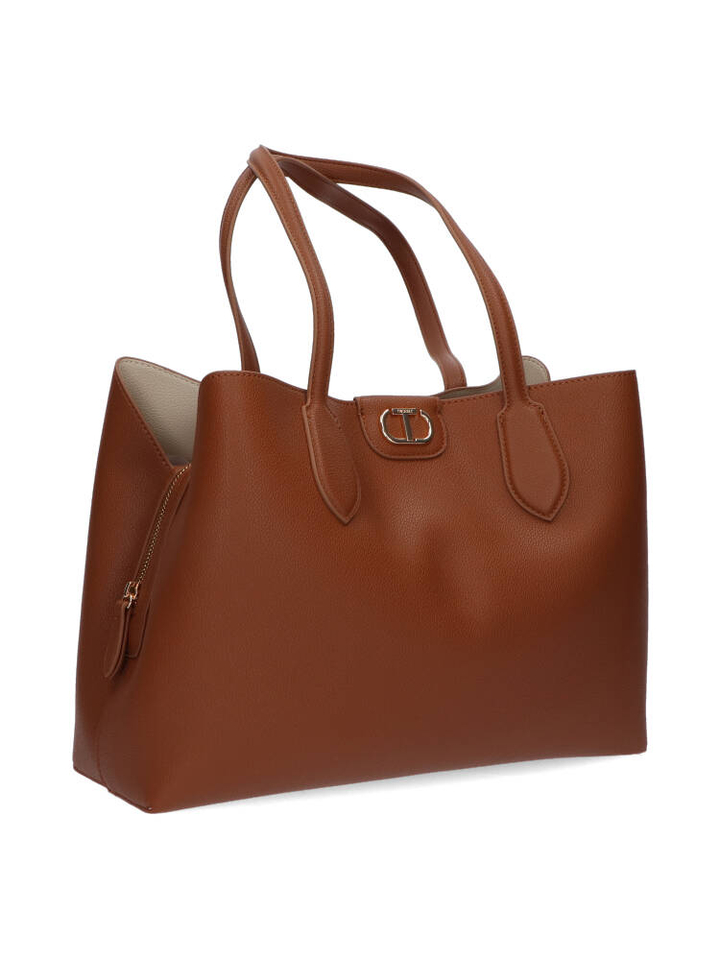 Camel kleurige handtas met logo Twinset 