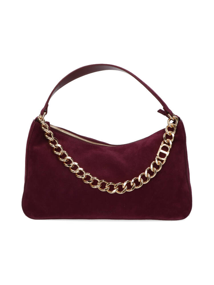 Bordeaux kleurige suede handtas Twinset