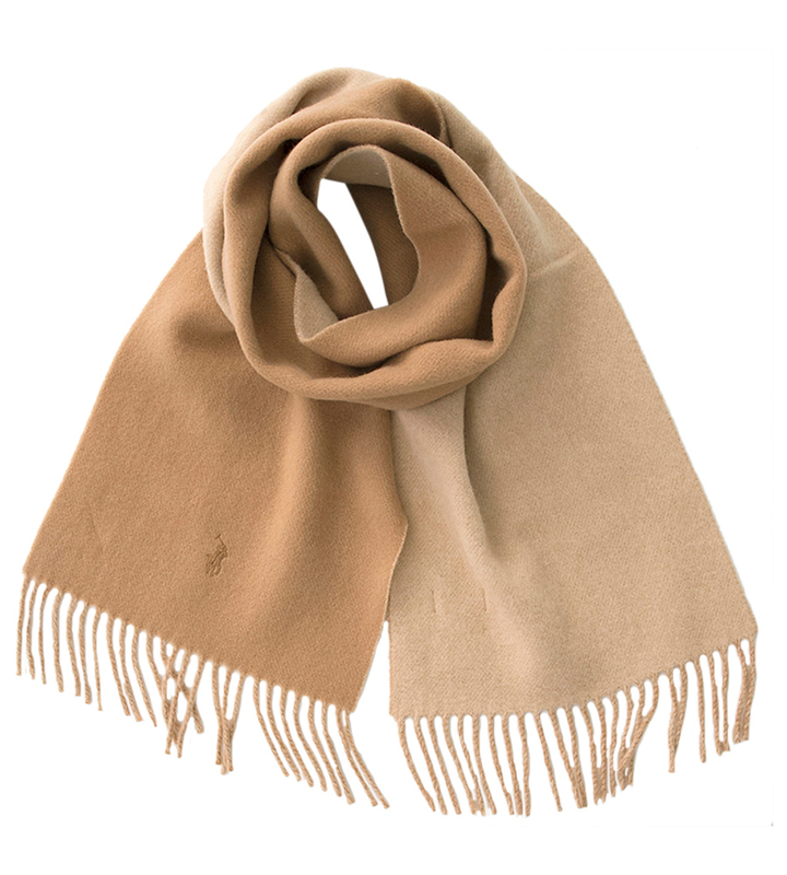 Beige wollen sjaal met franjes Ralph Lauren 