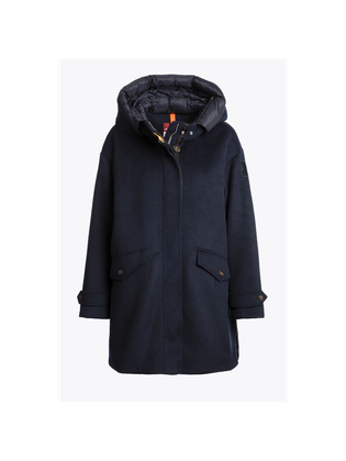 Parajumpers Donkerblauwe wollen mantel met kap Petunia 