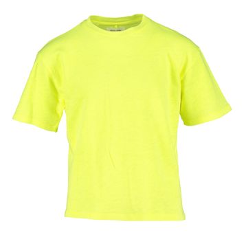 Fluo gele t-shirt in badstof met ronde hals American Vintage