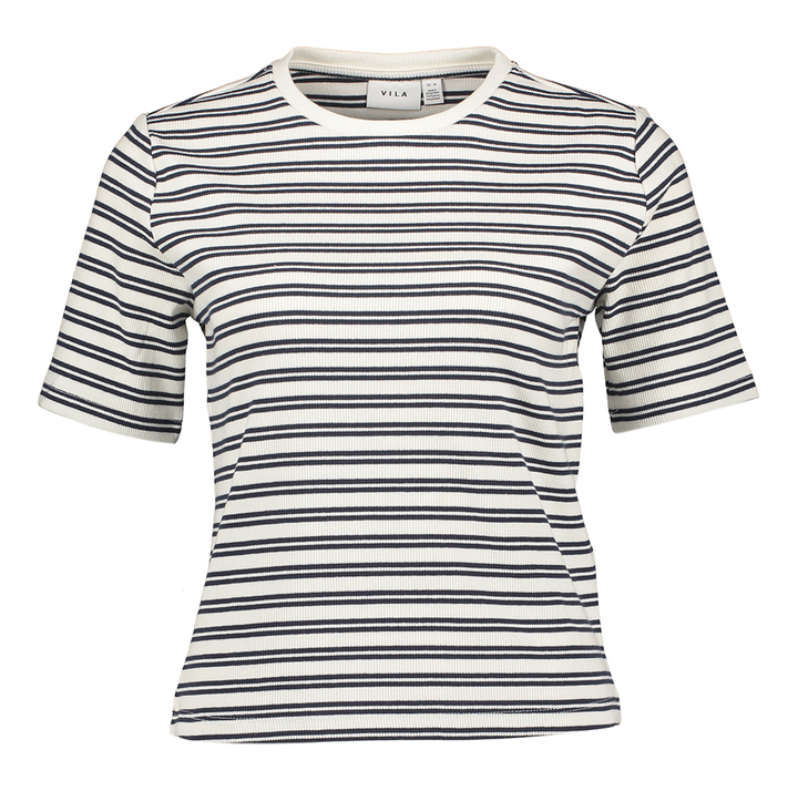 Navy /snow white t-shirt met strepen Vila 