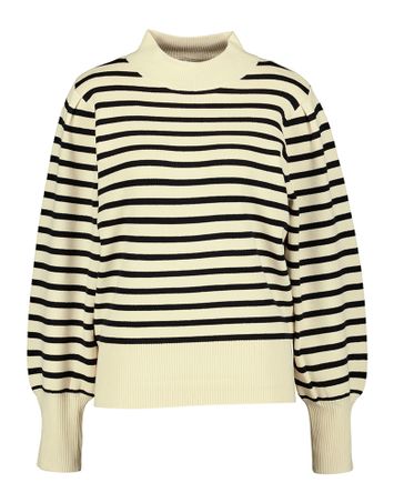 Ecru pull met zwarte horizontale strepen Yasfonny Y.A.S