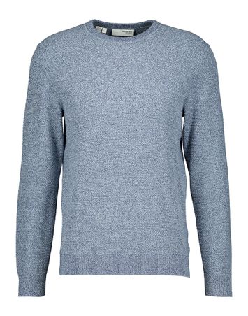 Blauwkleurige katoenen pull met ronde hals Selected