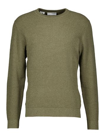 Groenkleurige katoenen pull met ronde hals Selected