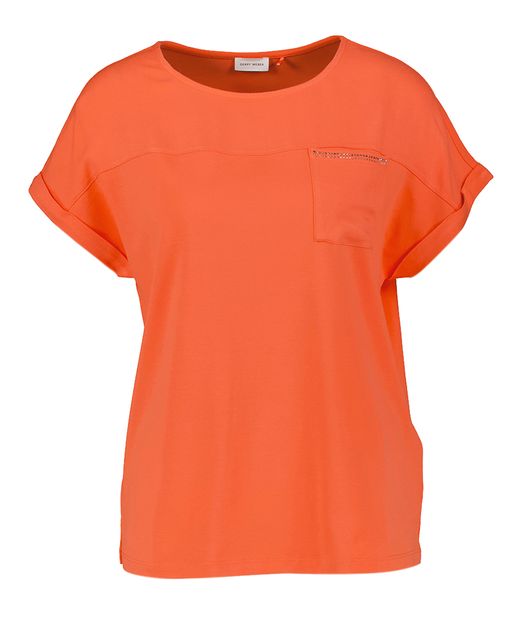 Oranje t-shirt met strass op borstzak Gerry Weber