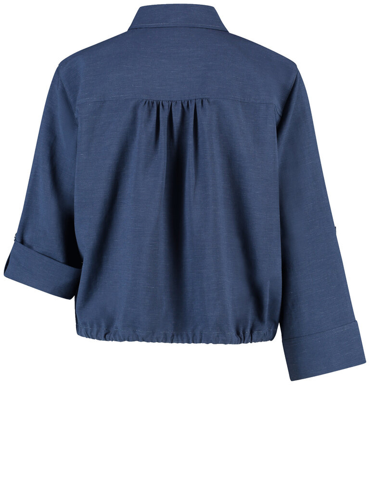 Donkerblauwe blouse met knopen en borstzakjes Indigo Gerry Weber