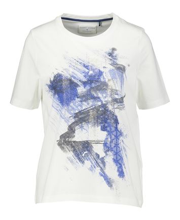 Off white/ blue t-shirt met strass Gerry Weber