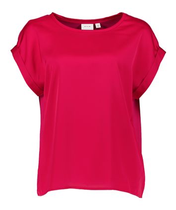 Roodkleurige t-shirt in glanzende stof Vielette Vila