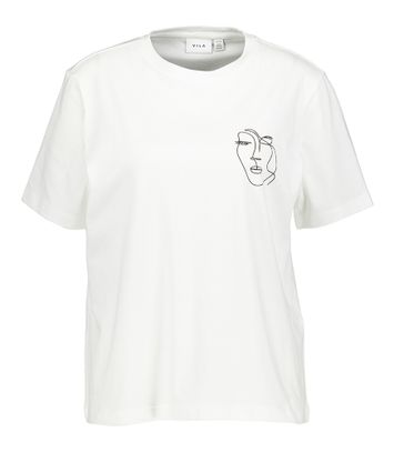 Witte katoenen t-shirt met ronde hals Visybilla Vila