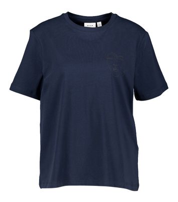 Donkerblauwe katoenen t-shirt met ronde hals Visybilla Vila