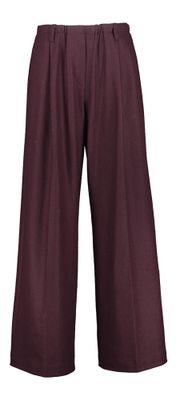 Paarse wijde broek met bandplooi in cashmere Liviana Conti