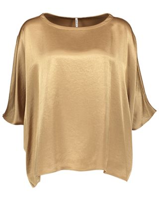 Goudkleurige blouse met vlindermouwen en boothals Liviana Conti