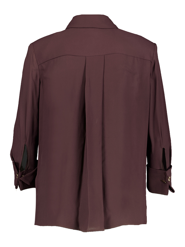 Aubergine kleurige blouse met goudkleurige details Elisabetta Franchi