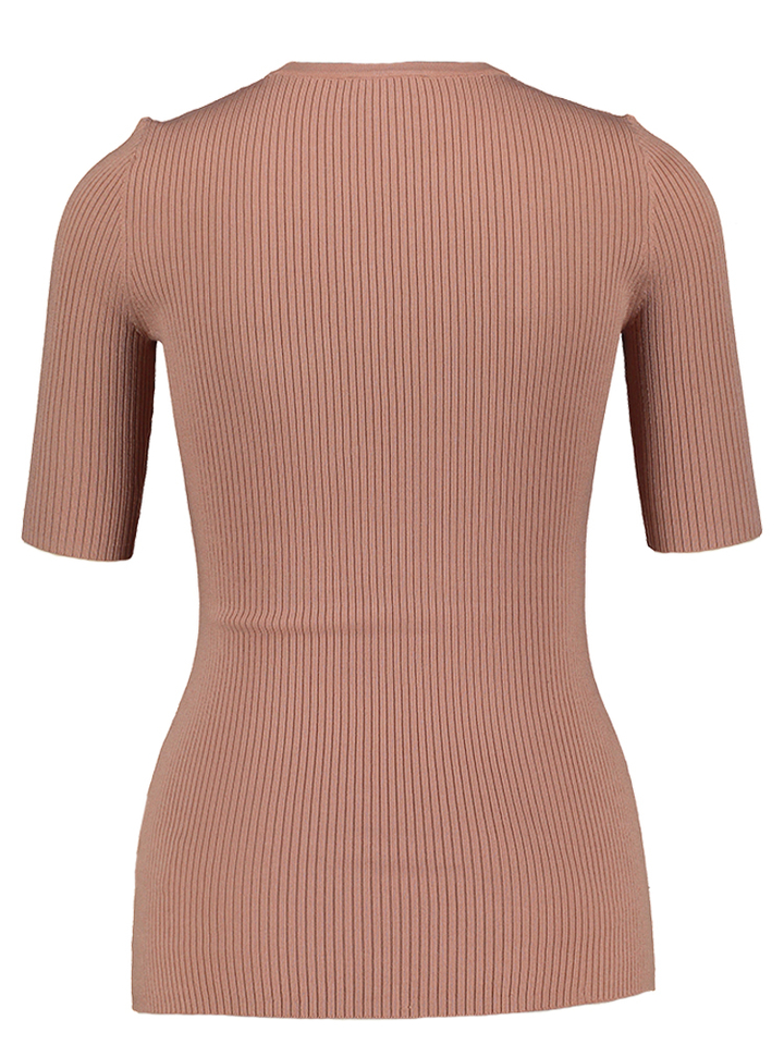 Oudroze trui met korte mouwen en goudkleurig detail Elisabetta Franchi