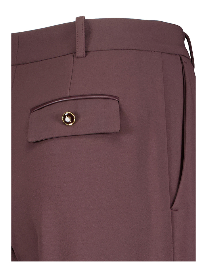 Aubergine kleurige geklede broek met bandplooien Elisabetta Franchi