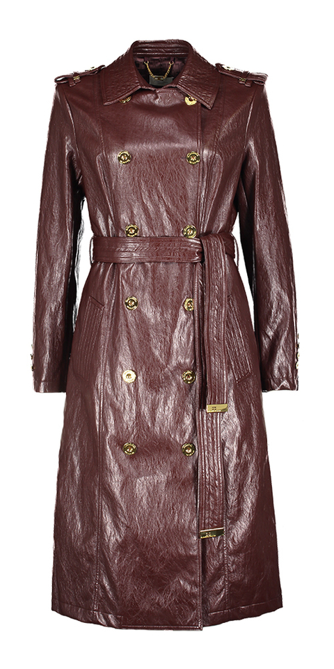 Merlot lange jas met gouden knopen Elisabetta Franchi 