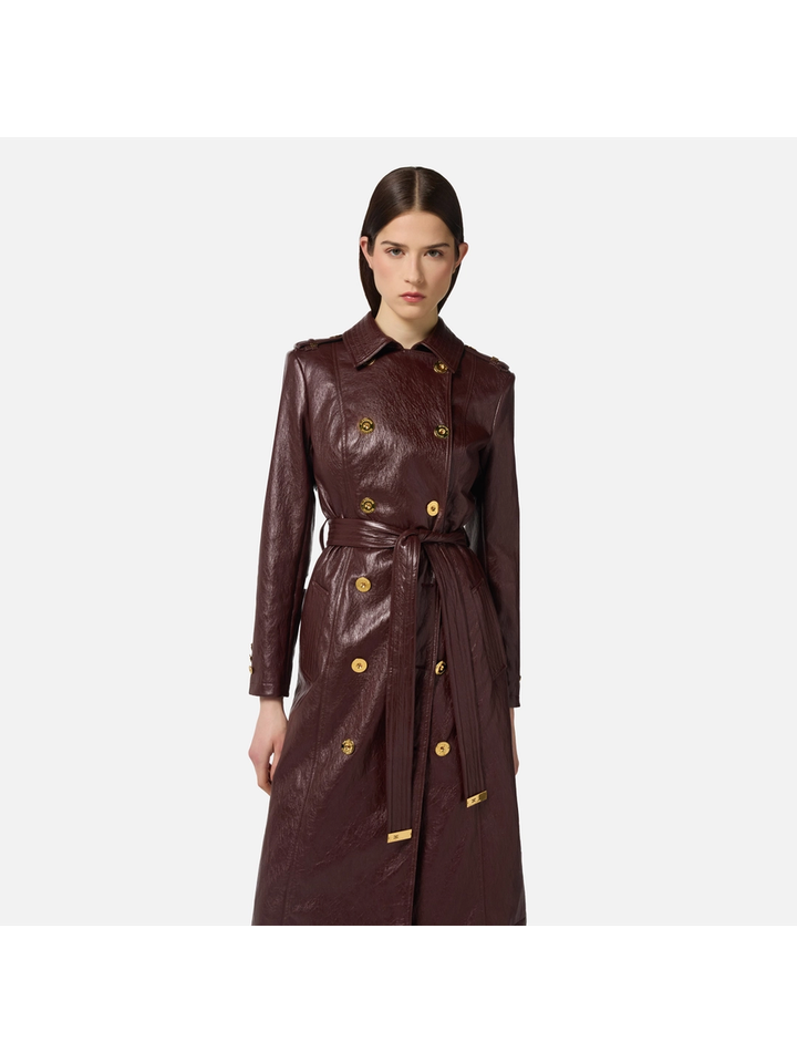 Merlot lange jas met gouden knopen Elisabetta Franchi 