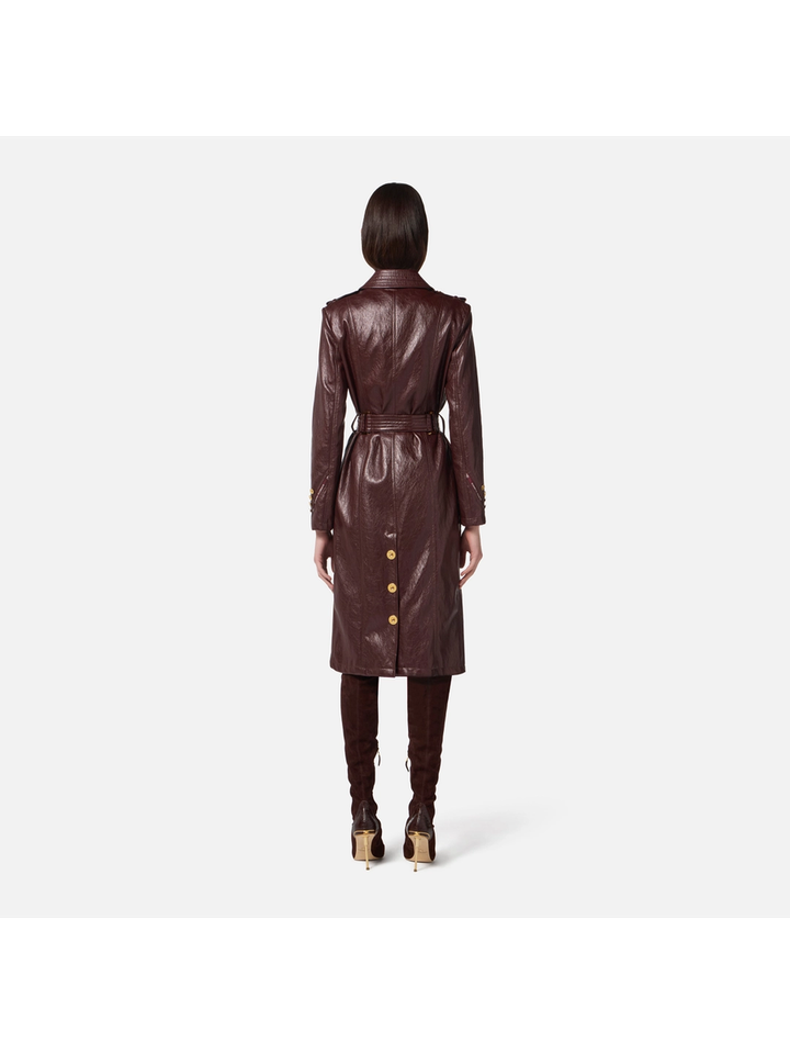 Merlot lange jas met gouden knopen Elisabetta Franchi 