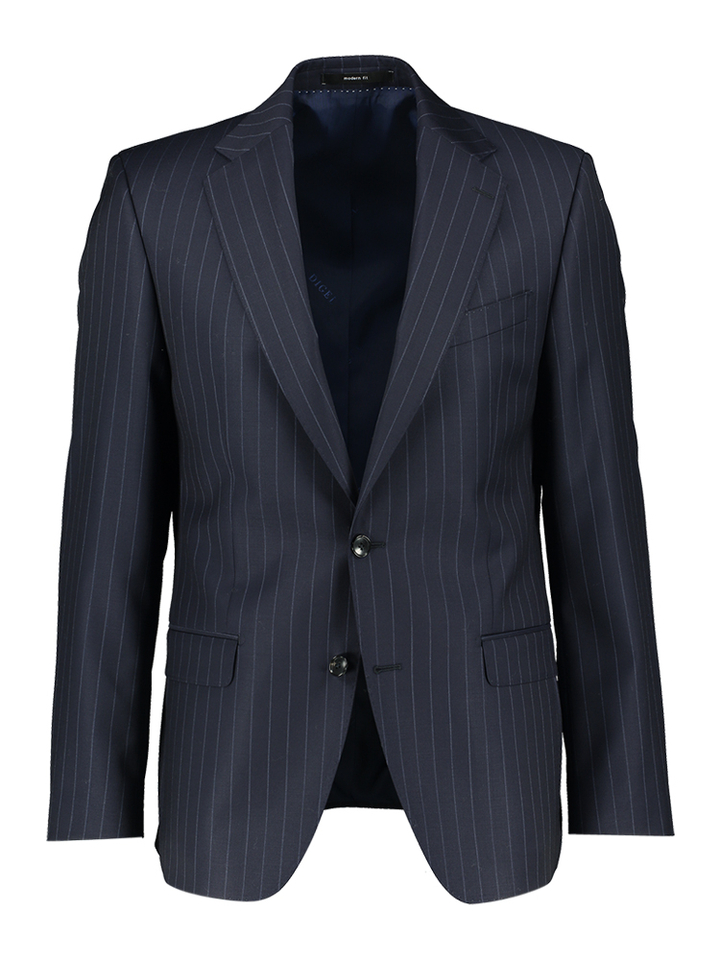 Donkerblauwe kostuumblazer met fijne strepen Modern Fit Dario Digel