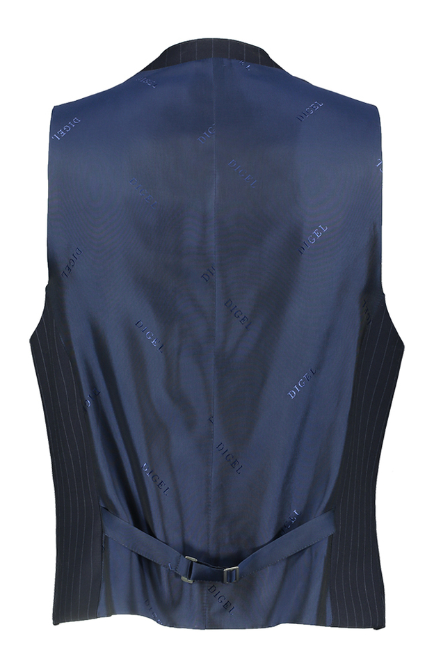 Donkerblauwe gilet met fijne strepen Modern Fit Dani Digel