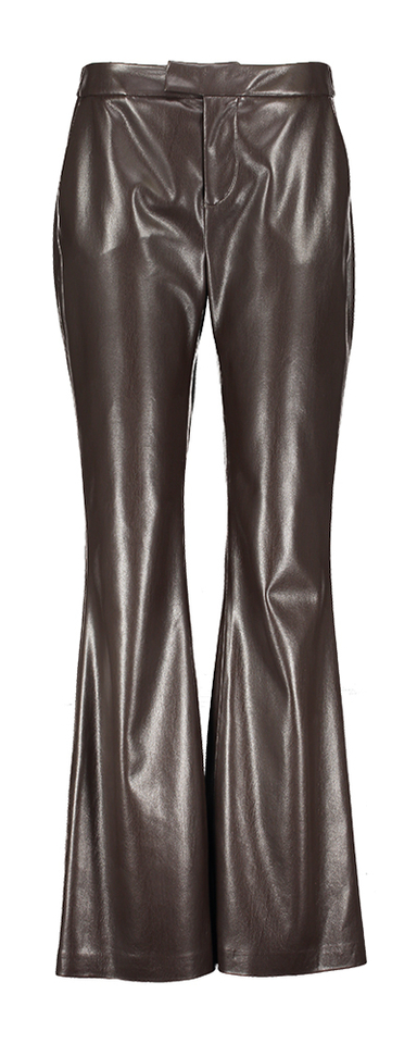 Bruine flare fit broek in leatherlook Triff Oscar