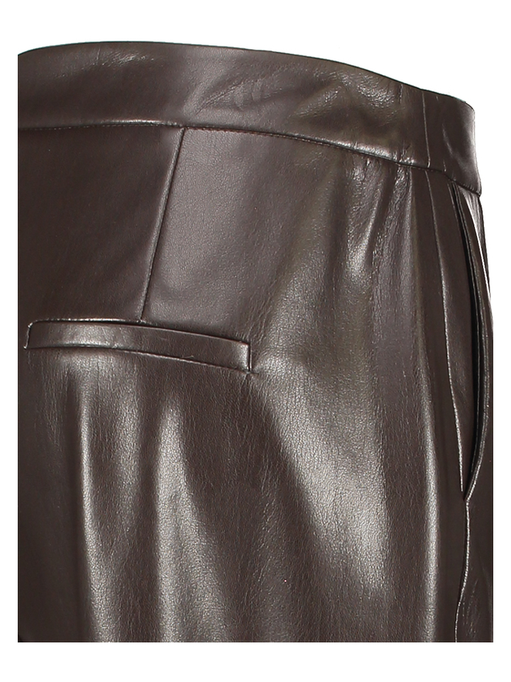 Bruine flare fit broek in leatherlook Triff Oscar