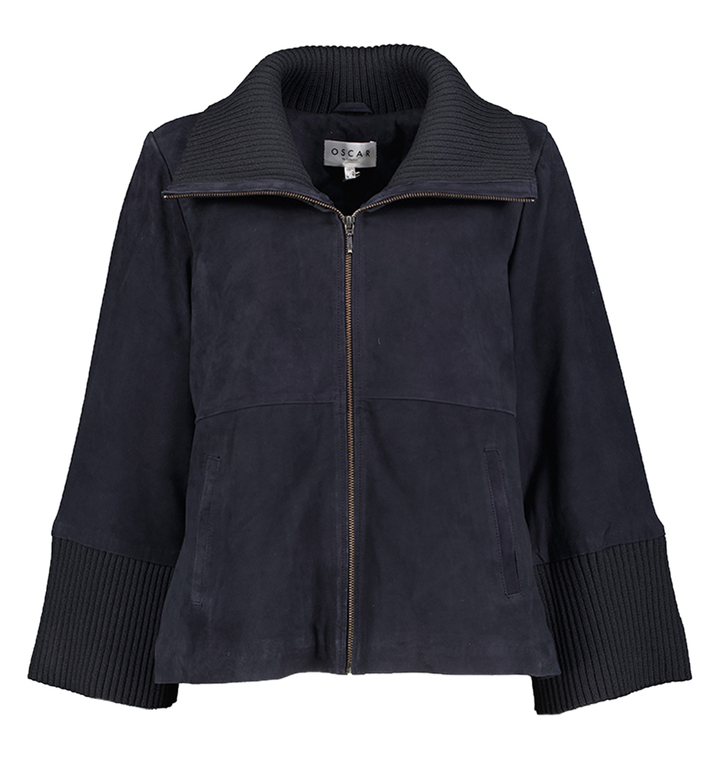 Donkerblauwe jas in suede Nate Oscar 