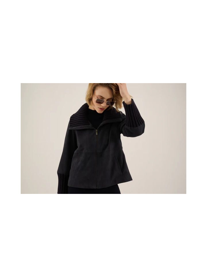 Donkerblauwe jas in suede Nate Oscar 