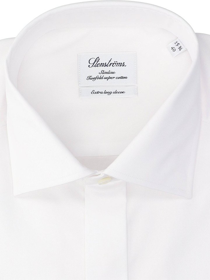 Wit katoenen hemd (slim fit) met extra lange mouwen Stenströms 