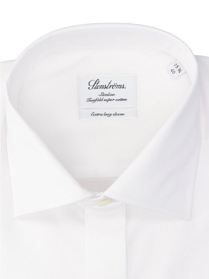 Wit katoenen hemd (slim fit) met extra lange mouwen Stenströms