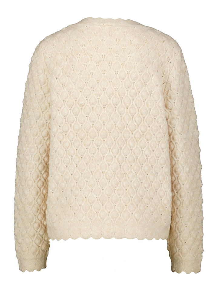 Beige gebreide trui met parel knopen Yasbubble Y.A.S