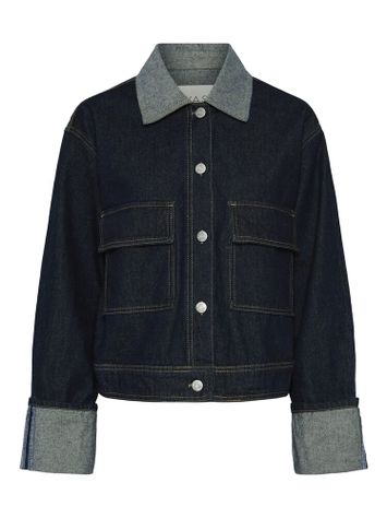 Donkerblauwe jeansjas met detailkraag en detailmouwen Yasmaria Y.A.S