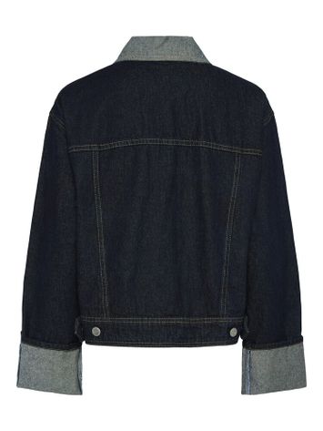 Donkerblauwe jeansjas met detailkraag en detailmouwen Yasmaria Y.A.S