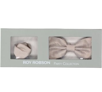Dark brown set van vlinderdas en pochette Roy Robson