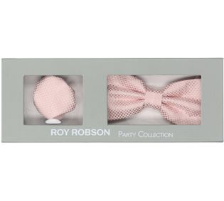 Roy robson Pink set van vlinderdas en pochette