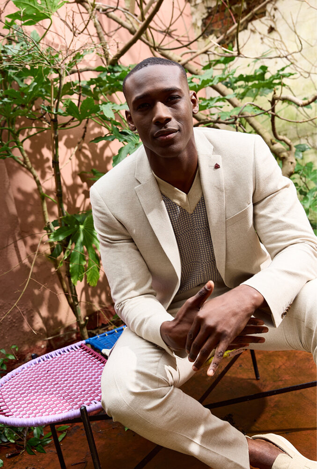 Beige kostuumbroek Roy Robson